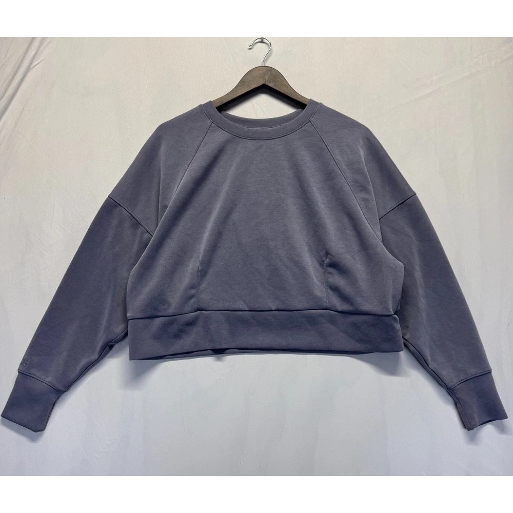 FLX Solace Cropped Sweatshirt Womens Small Gray Stretch Raglan Sleeve‎ Ribbed